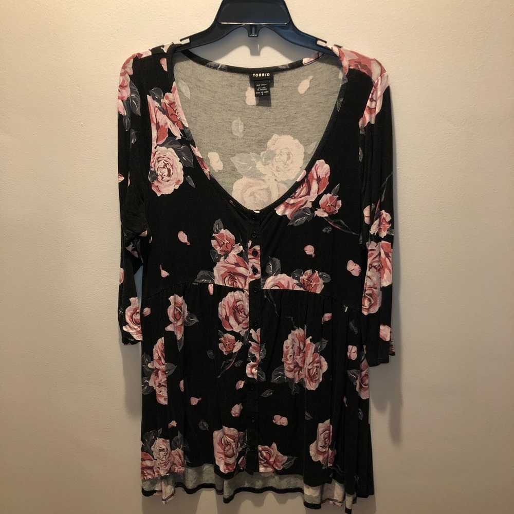 Torrid Button Down Floral Babydoll